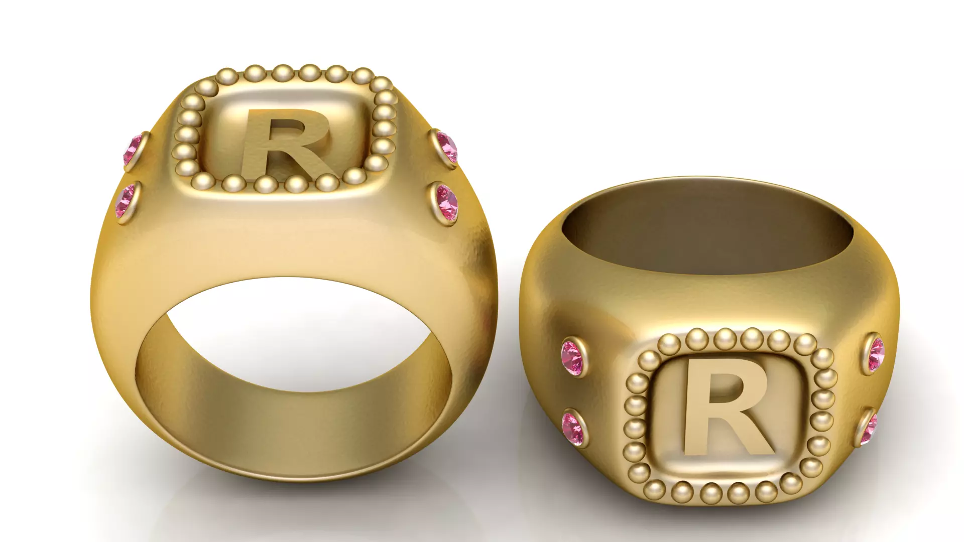 Elegant Letter R Signet Ring 3D Model 3D print model