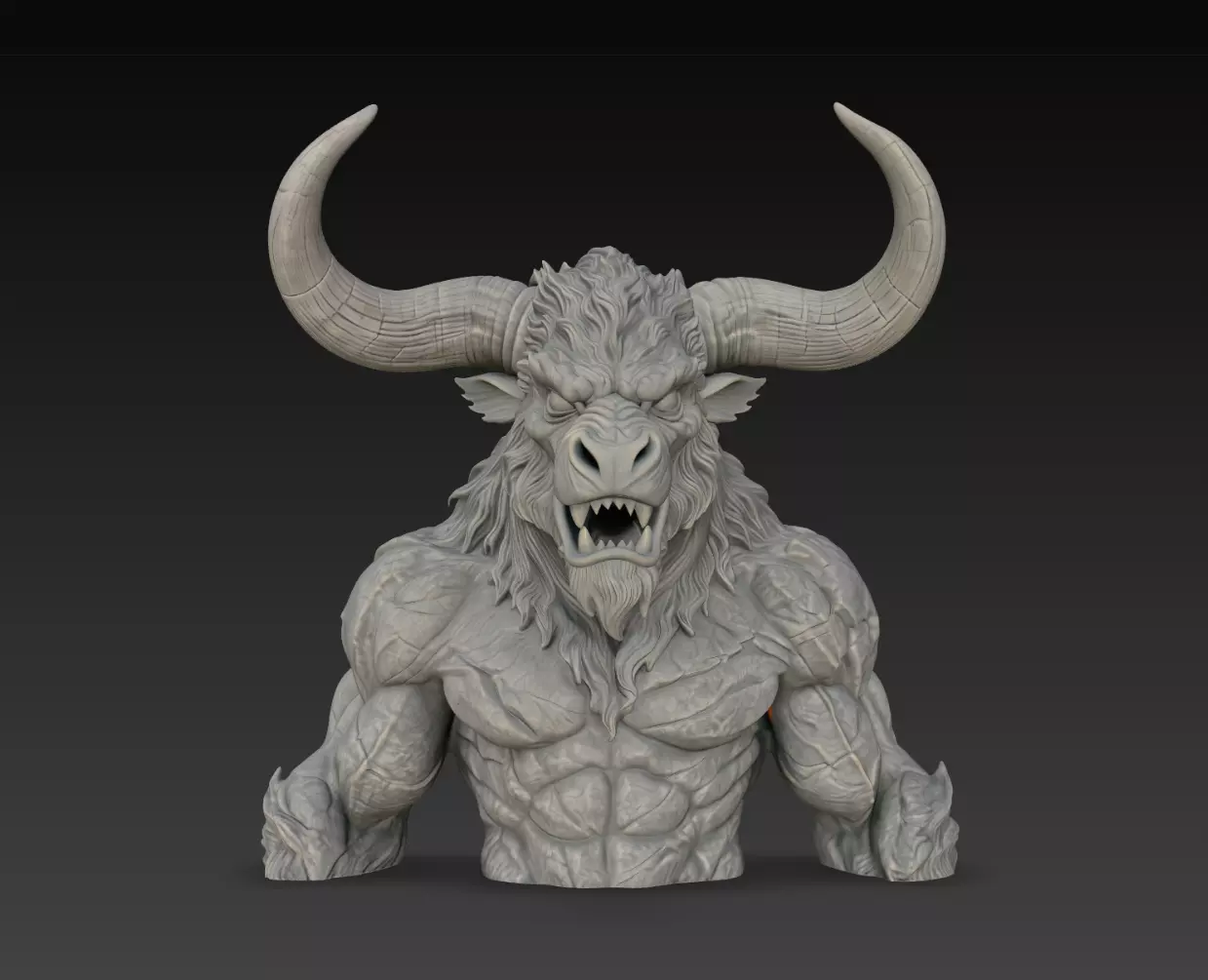 Horned Minotaur Beast Muscular Fantasy Monster Bust STL Model 3D print model