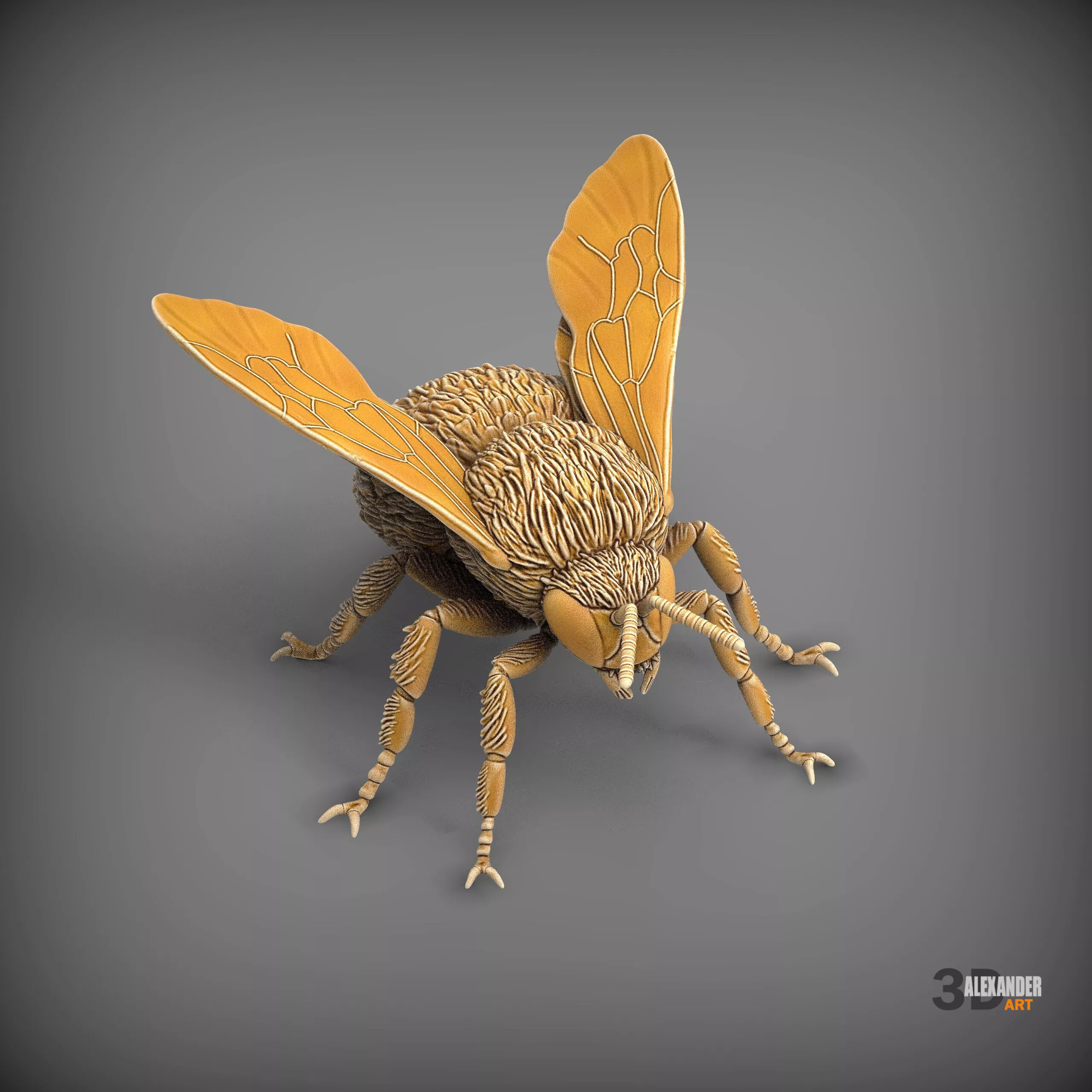 Realistic Bumblebee STL for 3D Printing Detailed Insect Model 3D print model