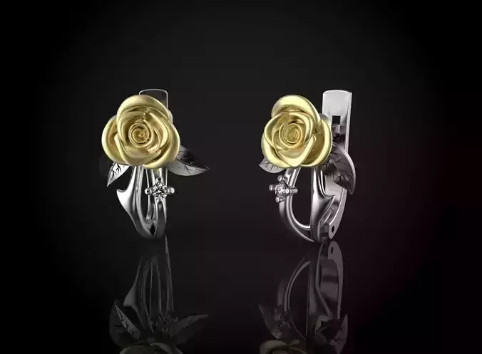Rose earrings 3D print model