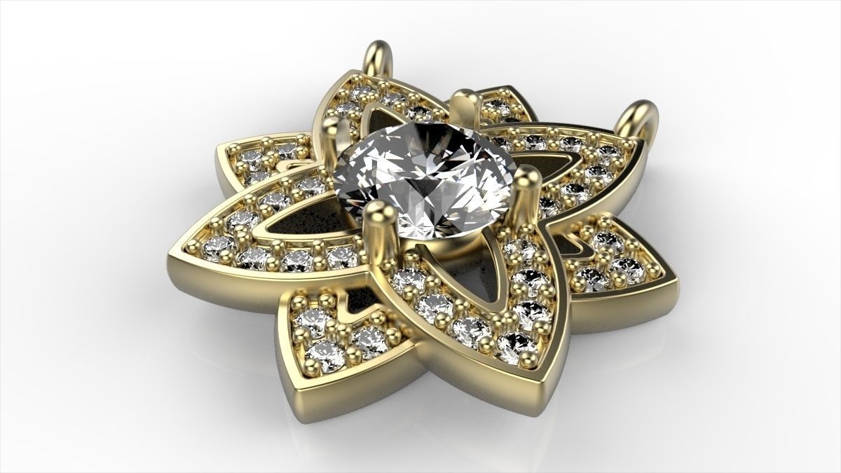 Lily Sapphire Pendant 3D print model_3