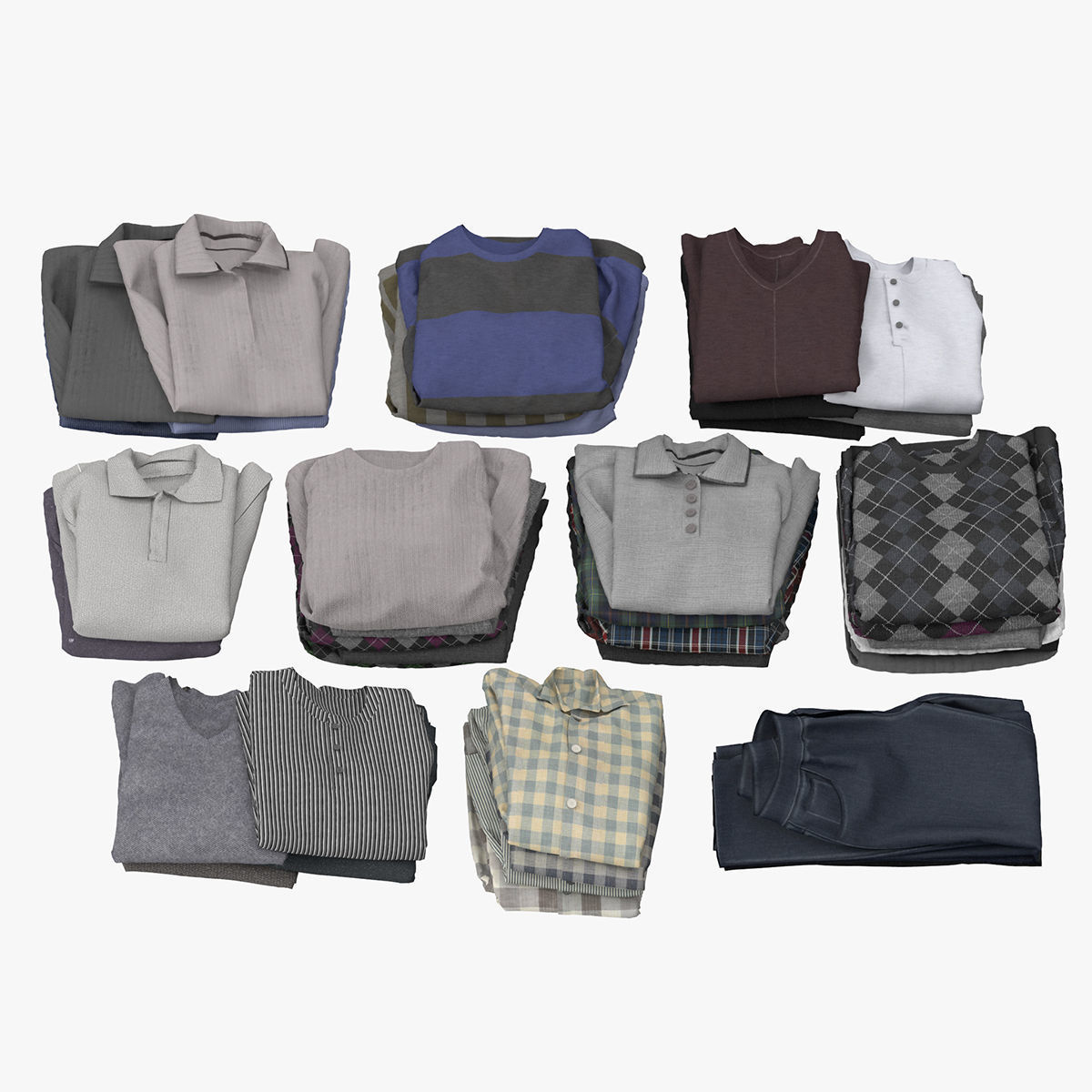 Wardrobe with Clothes 3D model_33