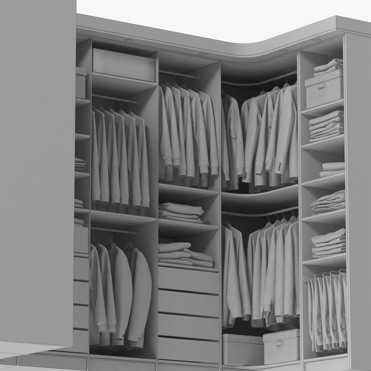 Wardrobe with Clothes 3D model_43