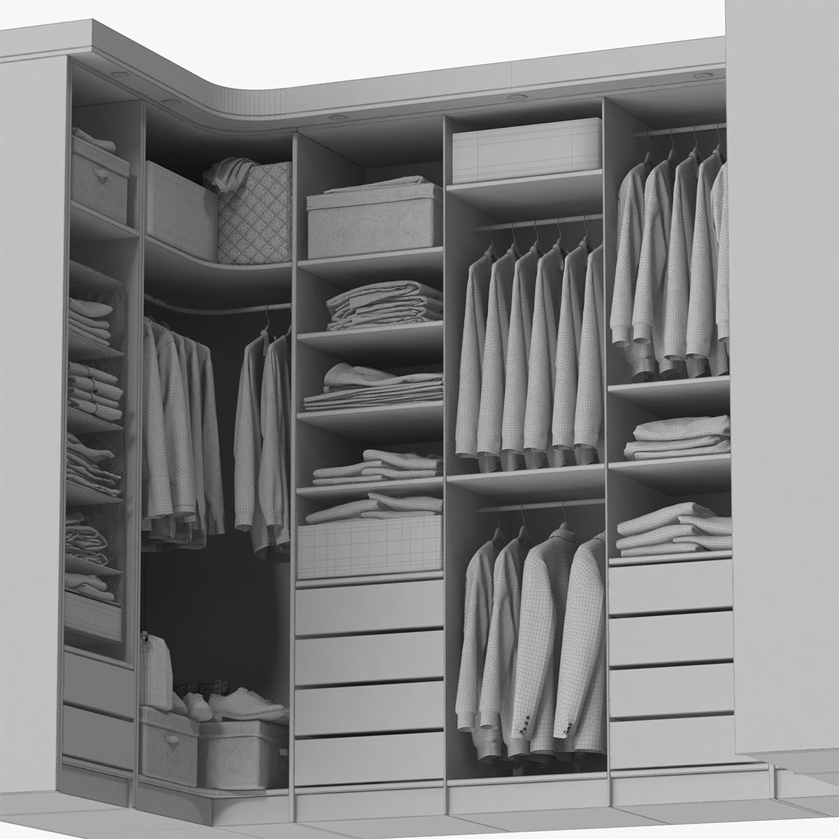 Wardrobe with Clothes 3D model_42