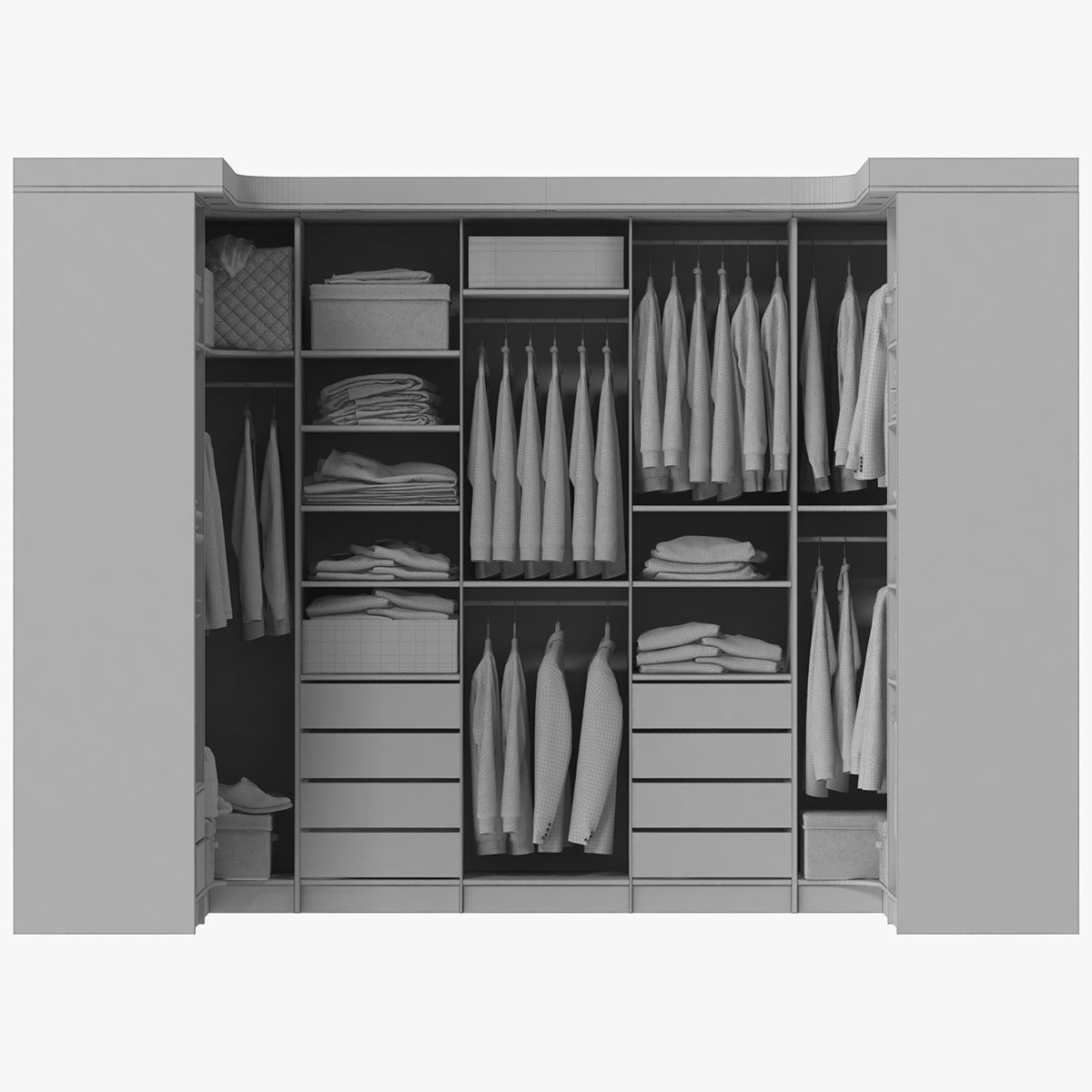 Wardrobe with Clothes 3D model_41