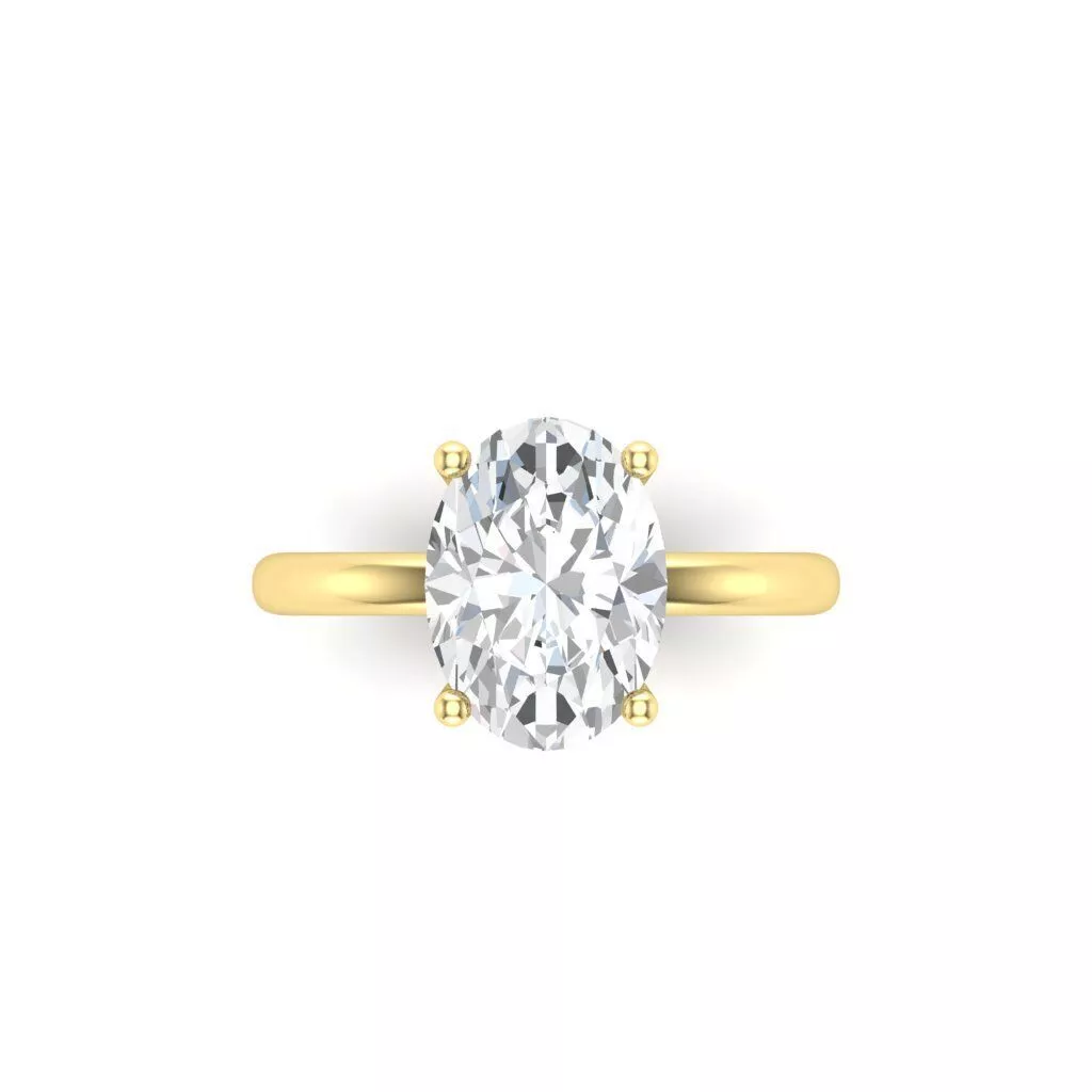 Oval Solitaire Four Prong Engagement Ring 3DM 3D print model