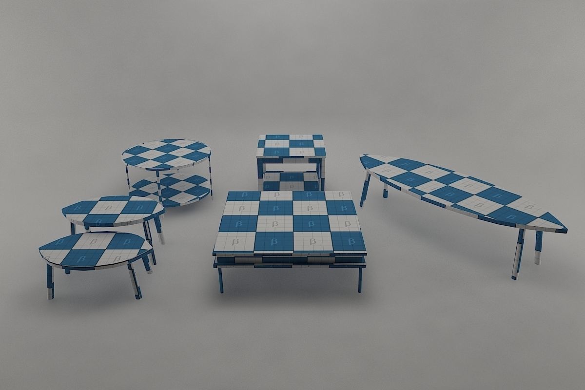 Coffee Table Collection - Game Ready Low-poly 3D model_7