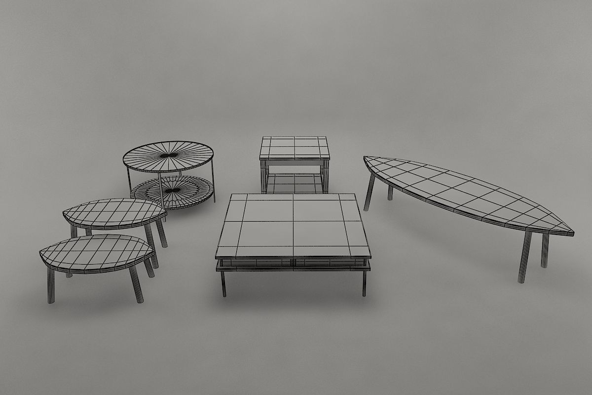 Coffee Table Collection - Game Ready Low-poly 3D model_8