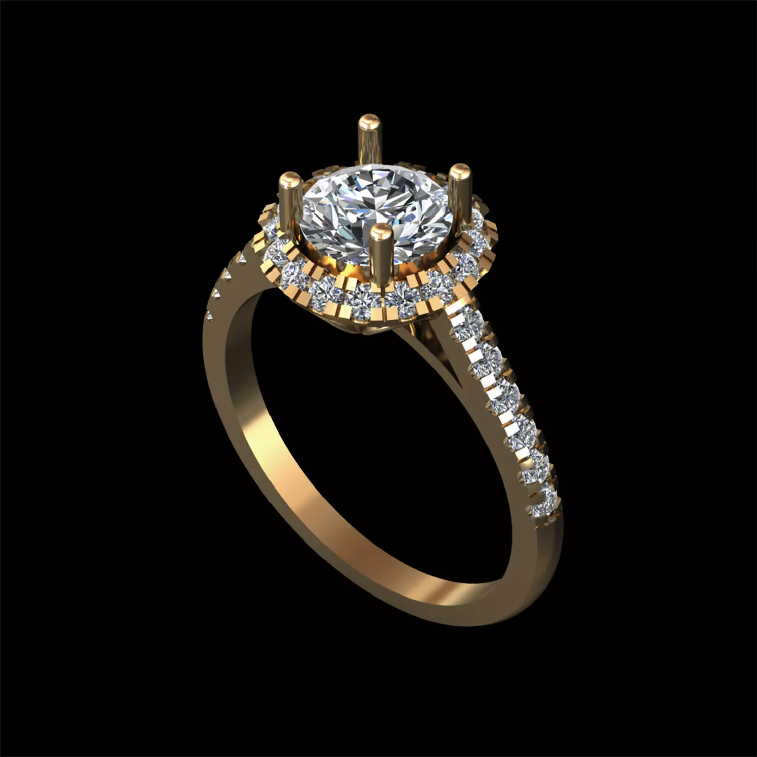 Halo Engagement Ring 3D print model