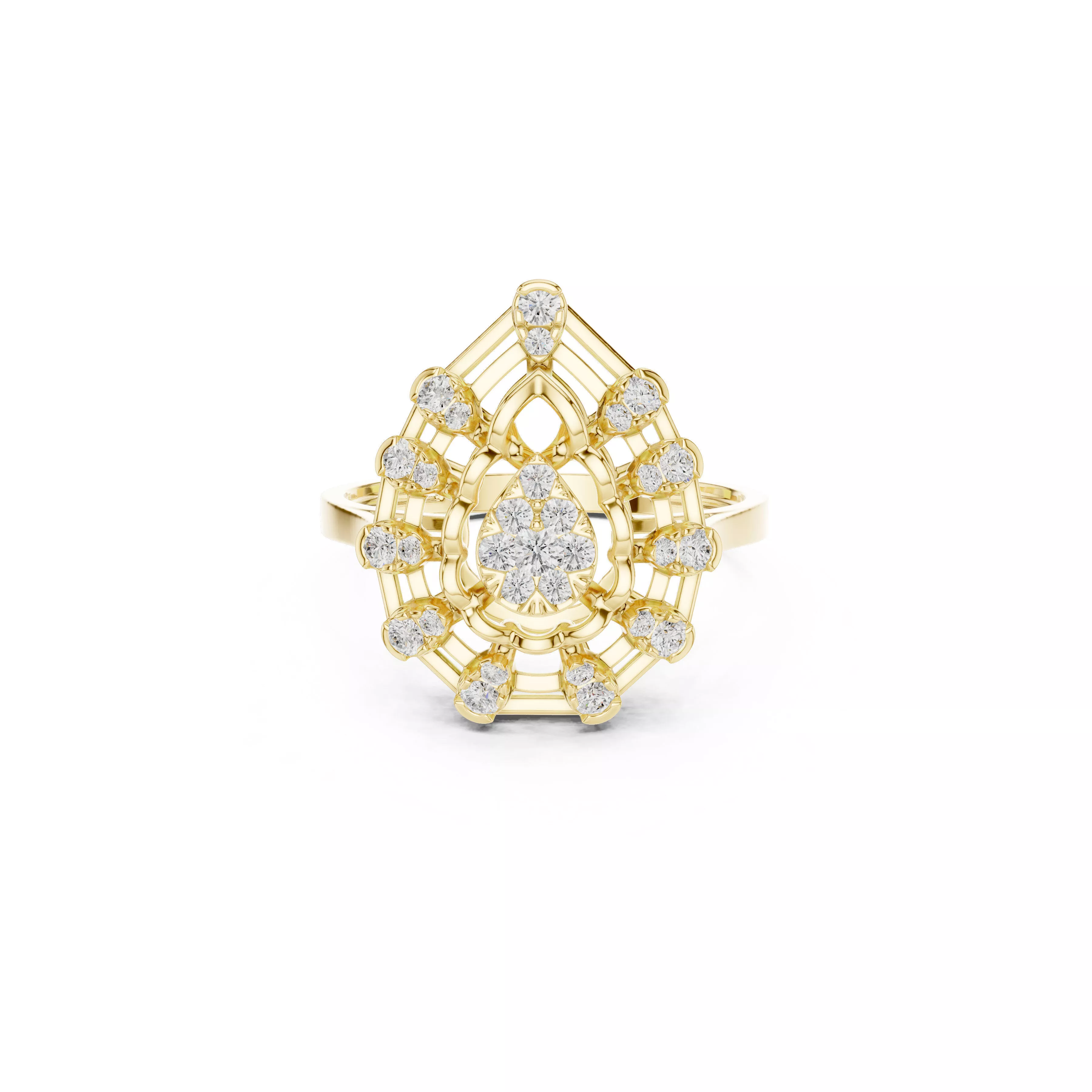 Vintage Pear Cluster Diamond Ring Art Deco Pear Halo Ring CAD 3D print model