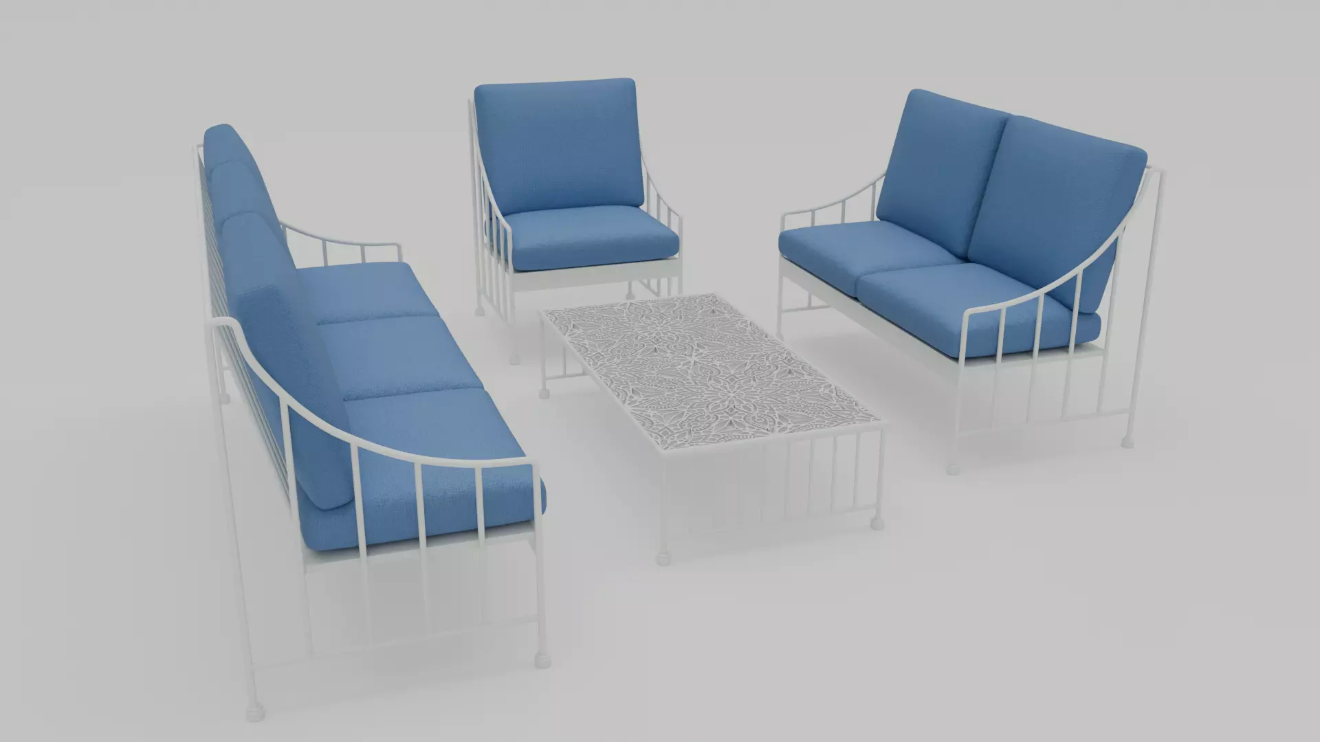 Tubular sofa and table Relax set 3D model