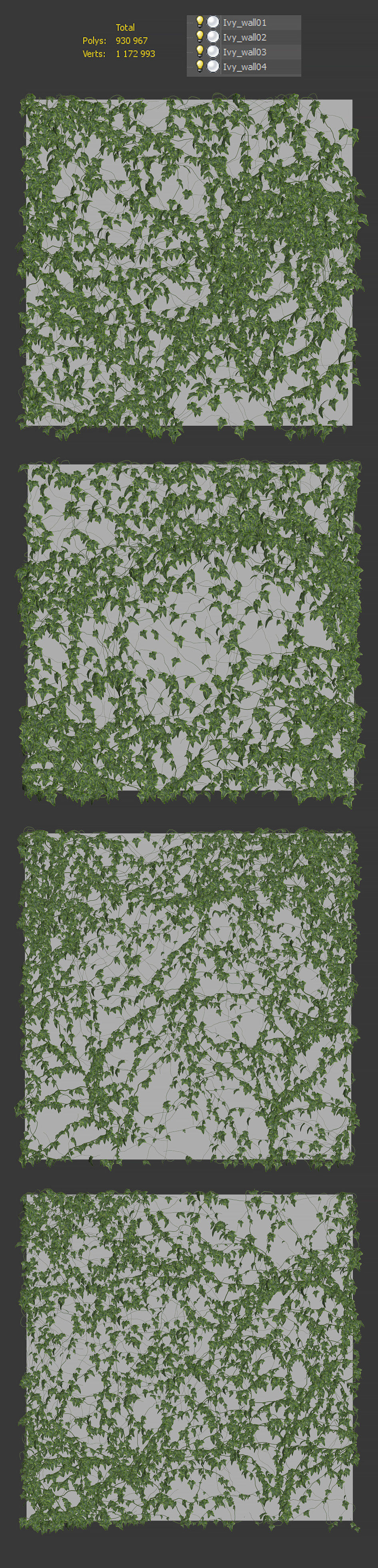Ivy Wall 4 models 3D model_3