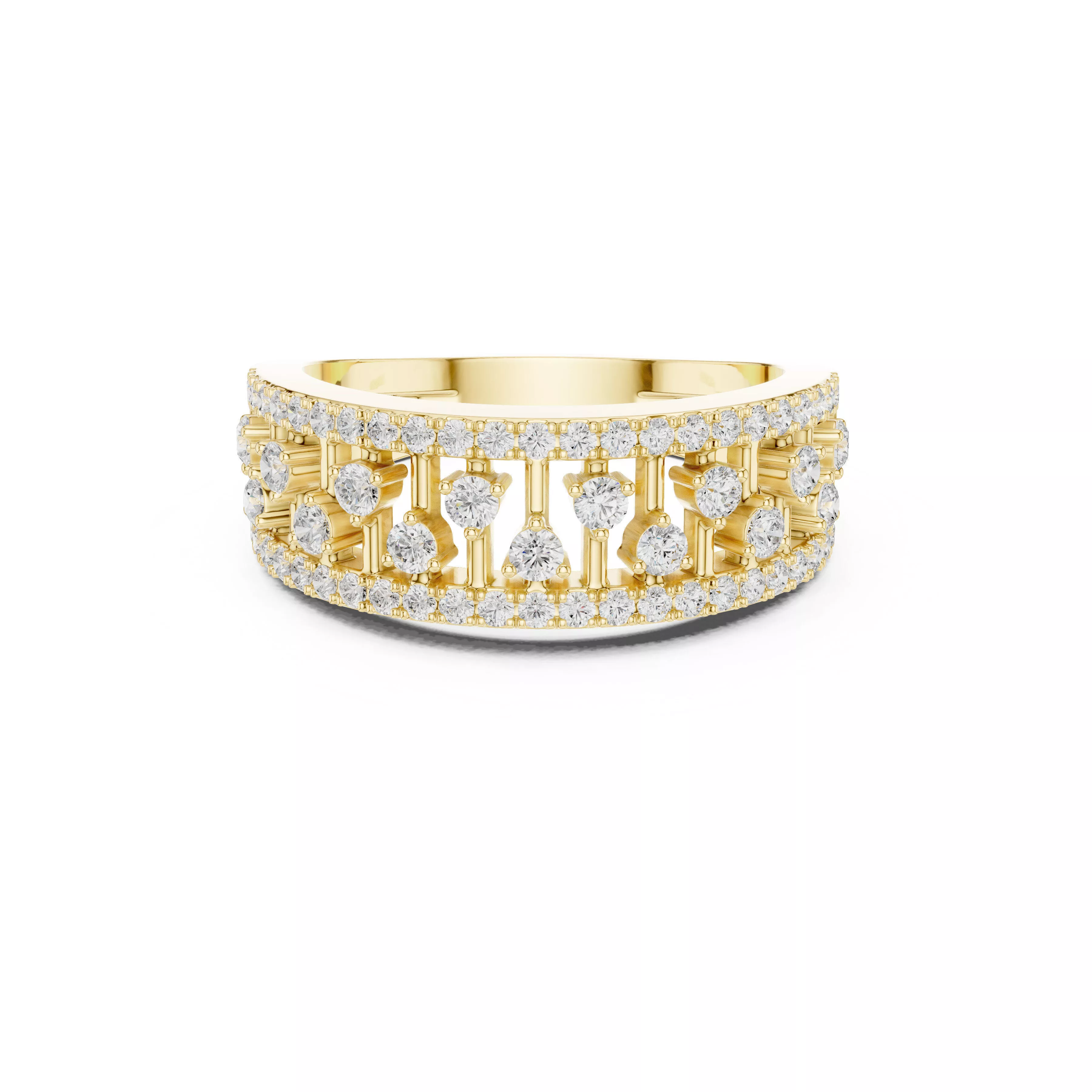 Luxury Multi Row Statement Ring CAD Model for Women 3D print model