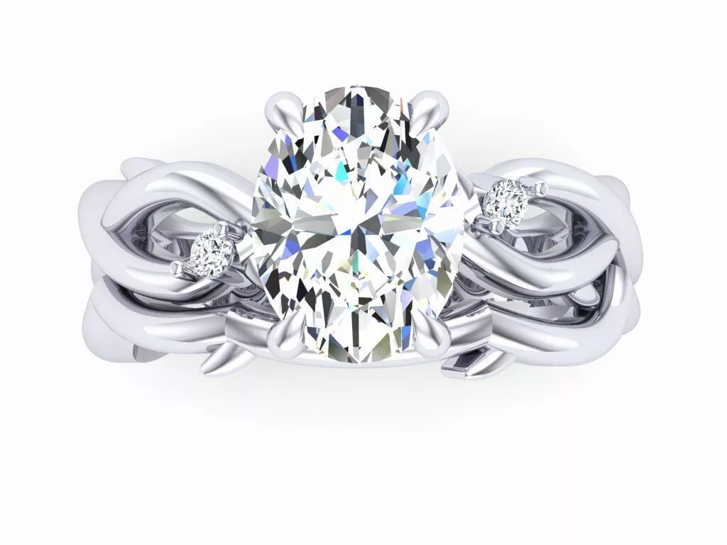 Oval Engagement Ring SET of three rings 3DM 3D print model