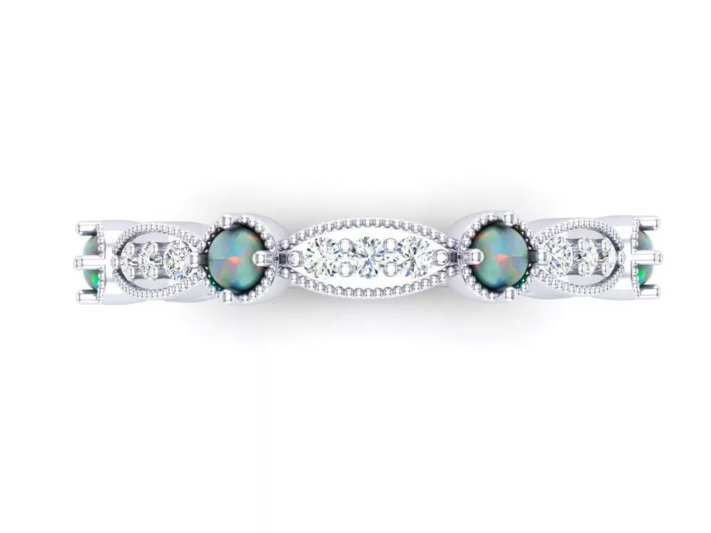 Opal Vintage Style Anniversary Band 3D print model