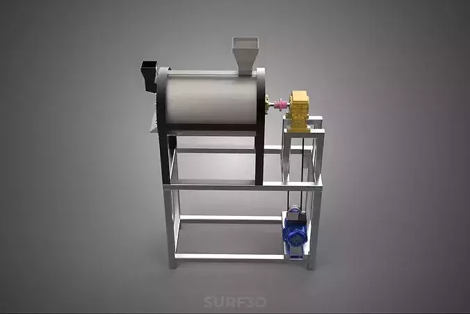ROTARY DRUM ROASTING ROASTER DRYING BEAN NUT SEED COFFEE MACHINE 3D model 6
