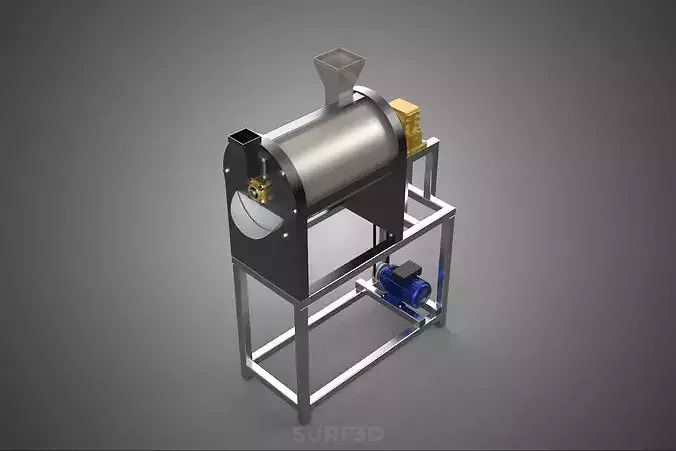 ROTARY DRUM ROASTING ROASTER DRYING BEAN NUT SEED COFFEE MACHINE 3D model 4