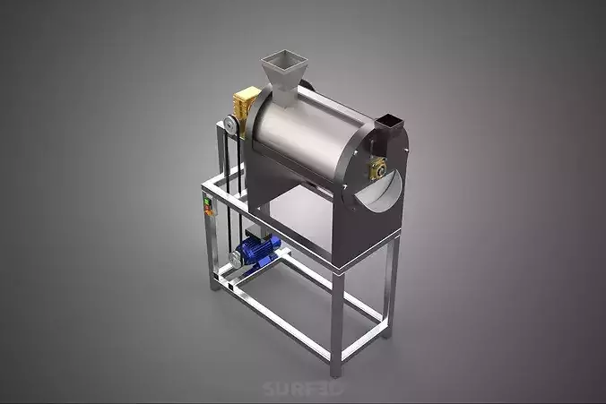 ROTARY DRUM ROASTING ROASTER DRYING BEAN NUT SEED COFFEE MACHINE 3D model 2