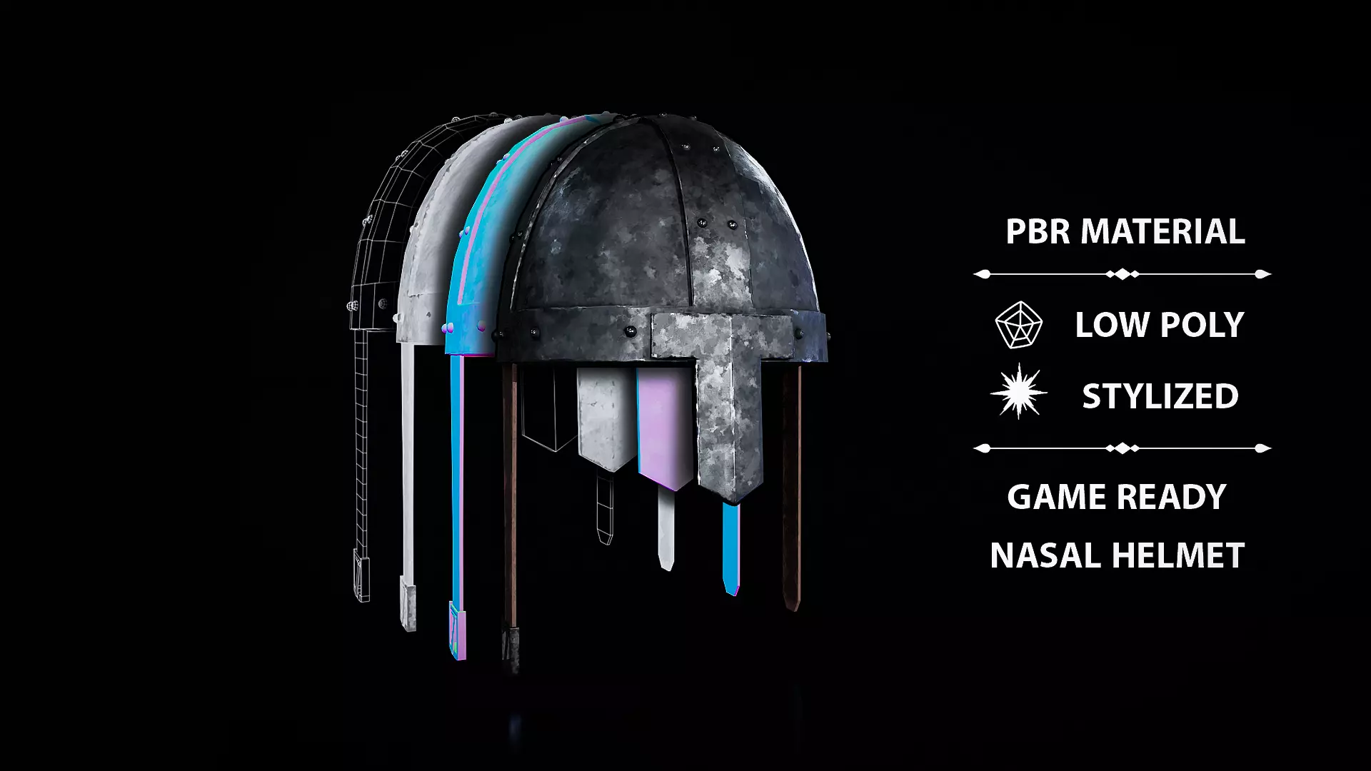 Stylized Nazal Helmet Low-poly 3D model