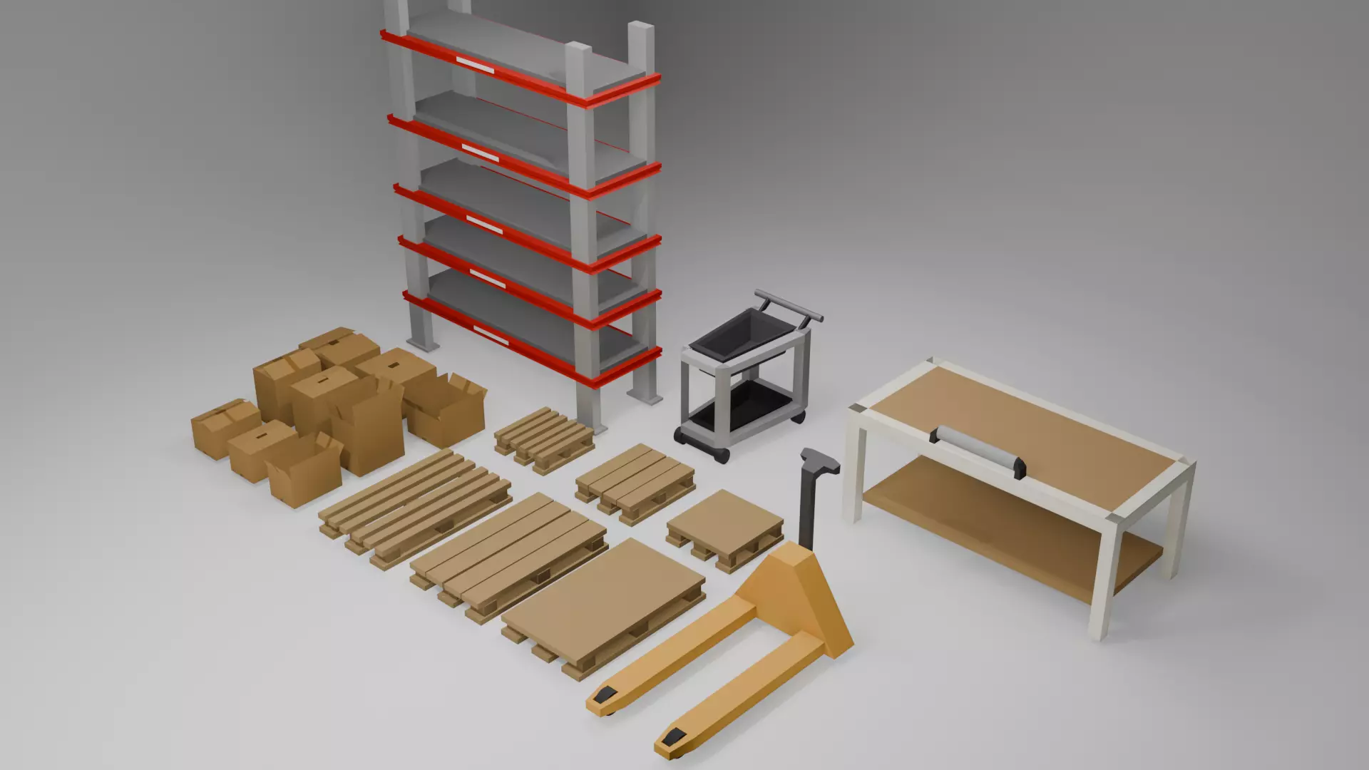 Low Poly Warehouse Props Free low-poly 3D model