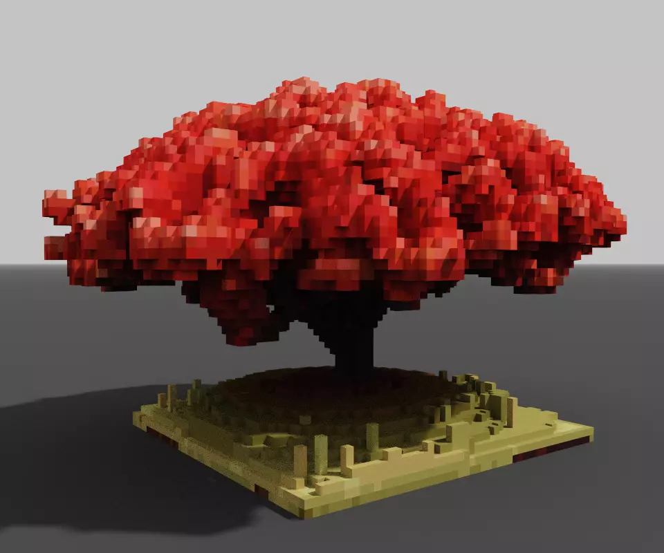 Voxel Crimson Maple 3D model