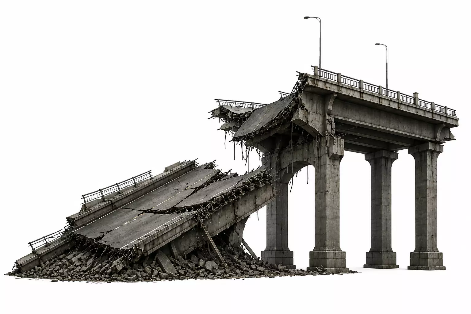 Apocalypse Destroyed Bridge STL 3D print model