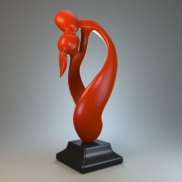 Statuette endless kiss P 3D print model_6