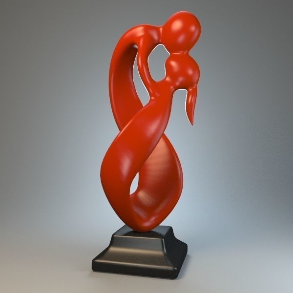 Statuette endless kiss P 3D print model_3