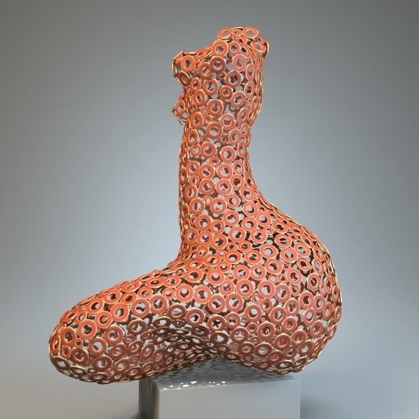 Sculpture Woman of the rings P 3D print model_2