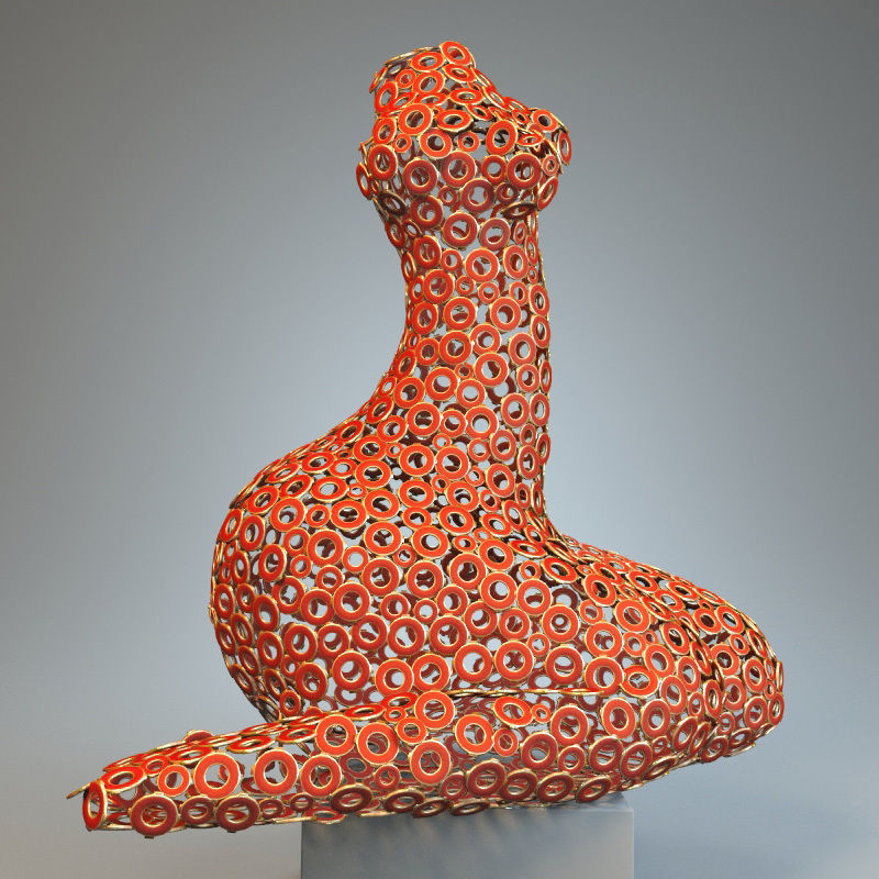 Sculpture Woman of the rings P 3D print model_3