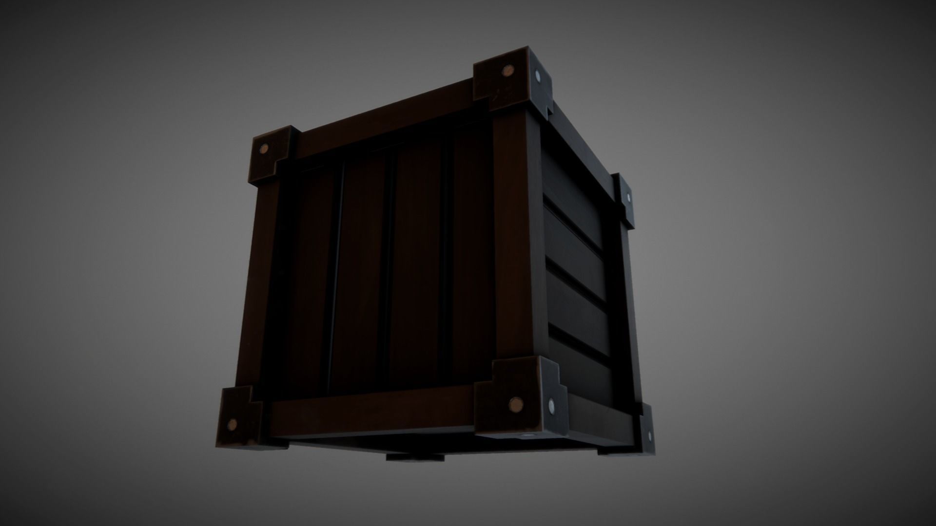 Wooden crate Low-poly 3D model_2