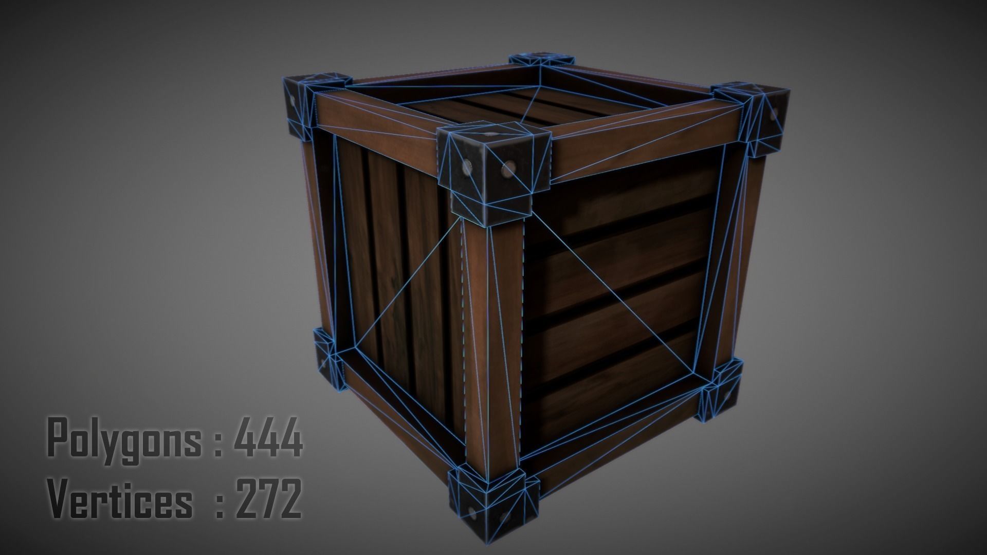Wooden crate Low-poly 3D model_3