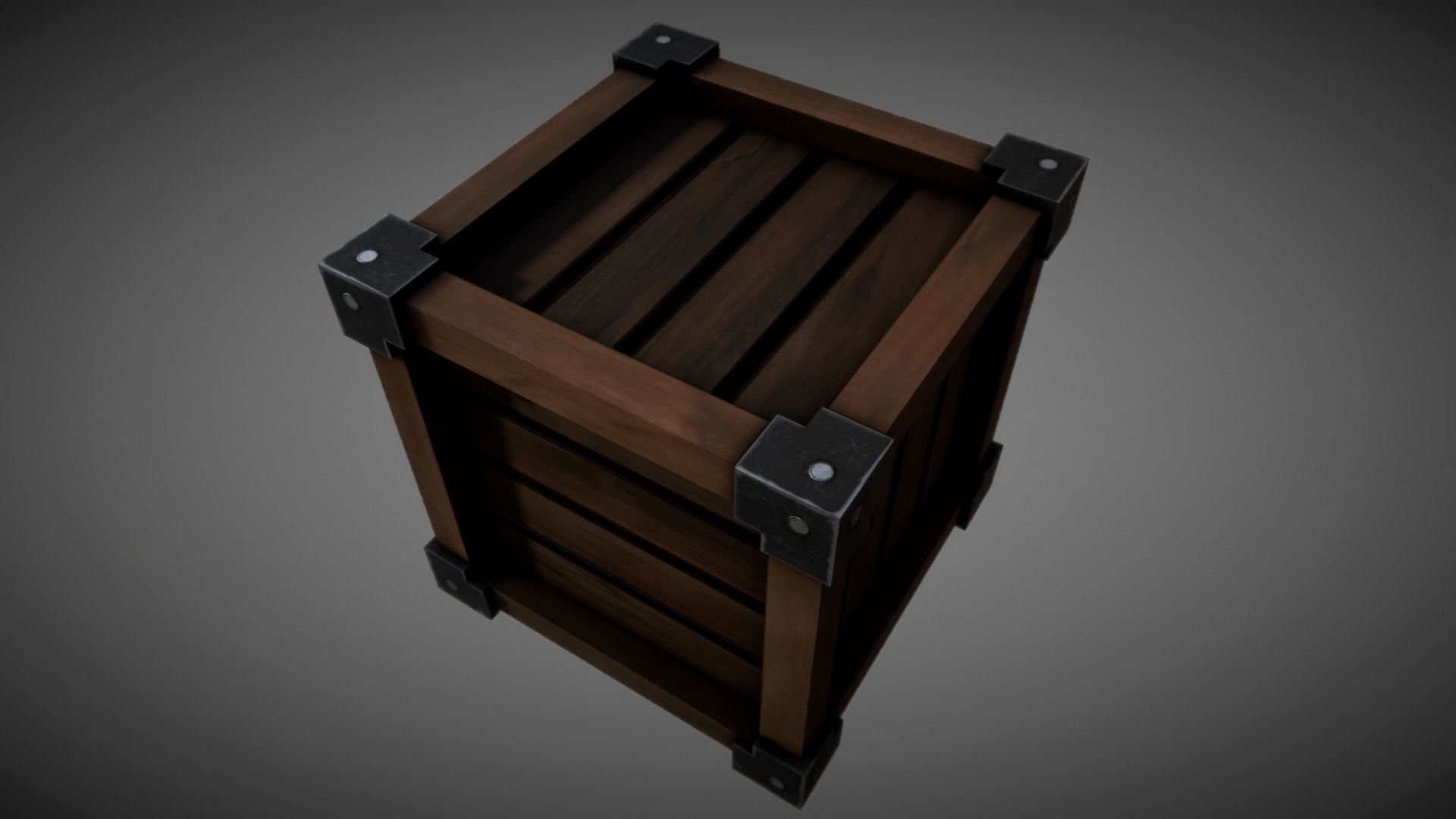 Wooden crate Low-poly 3D model_1