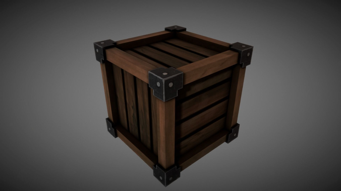 Wooden crate Low-poly 3D model