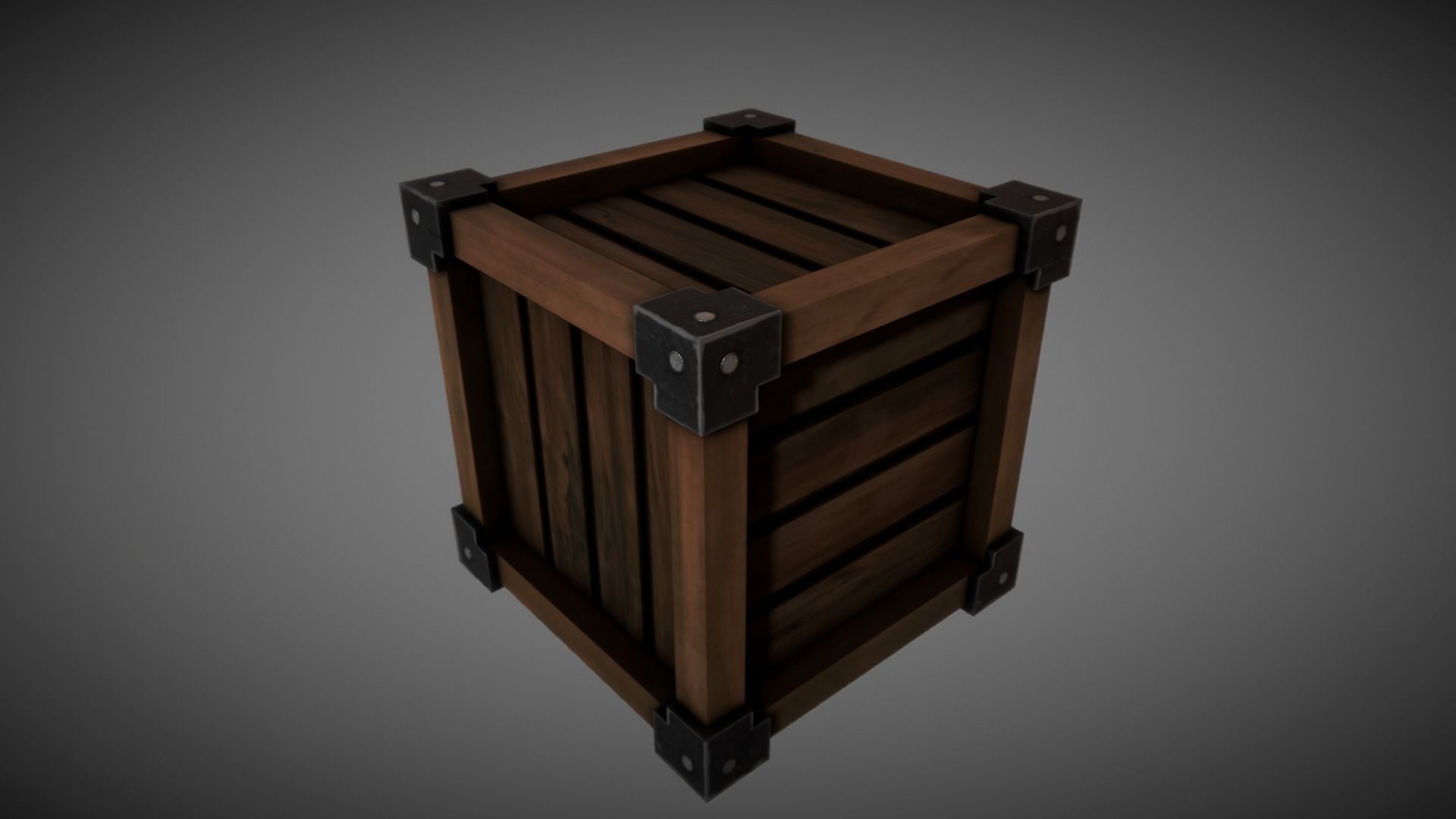 Wooden crate Low-poly 3D model_0