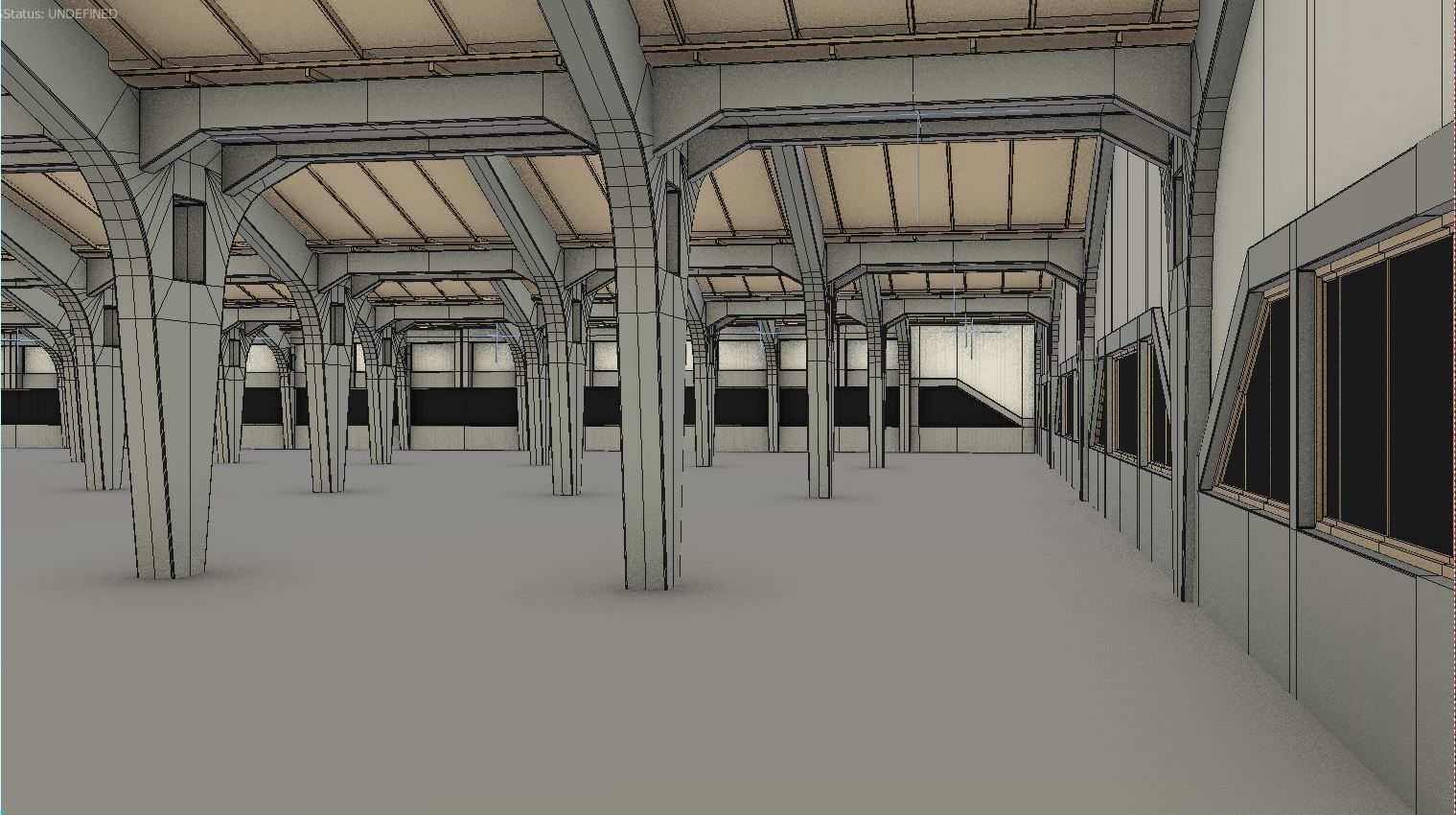 Factory Hall Interior Low-poly 3D model_9