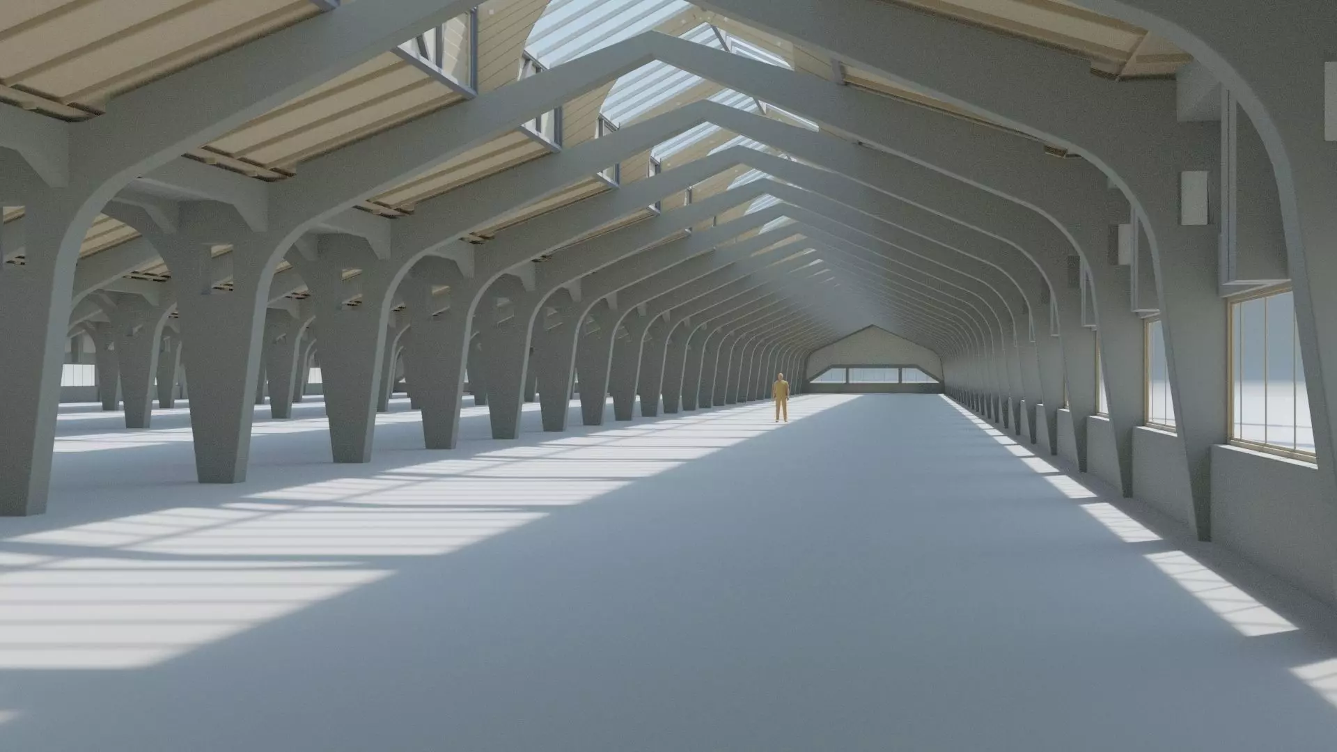 Factory Hall Interior Low-poly 3D model_0