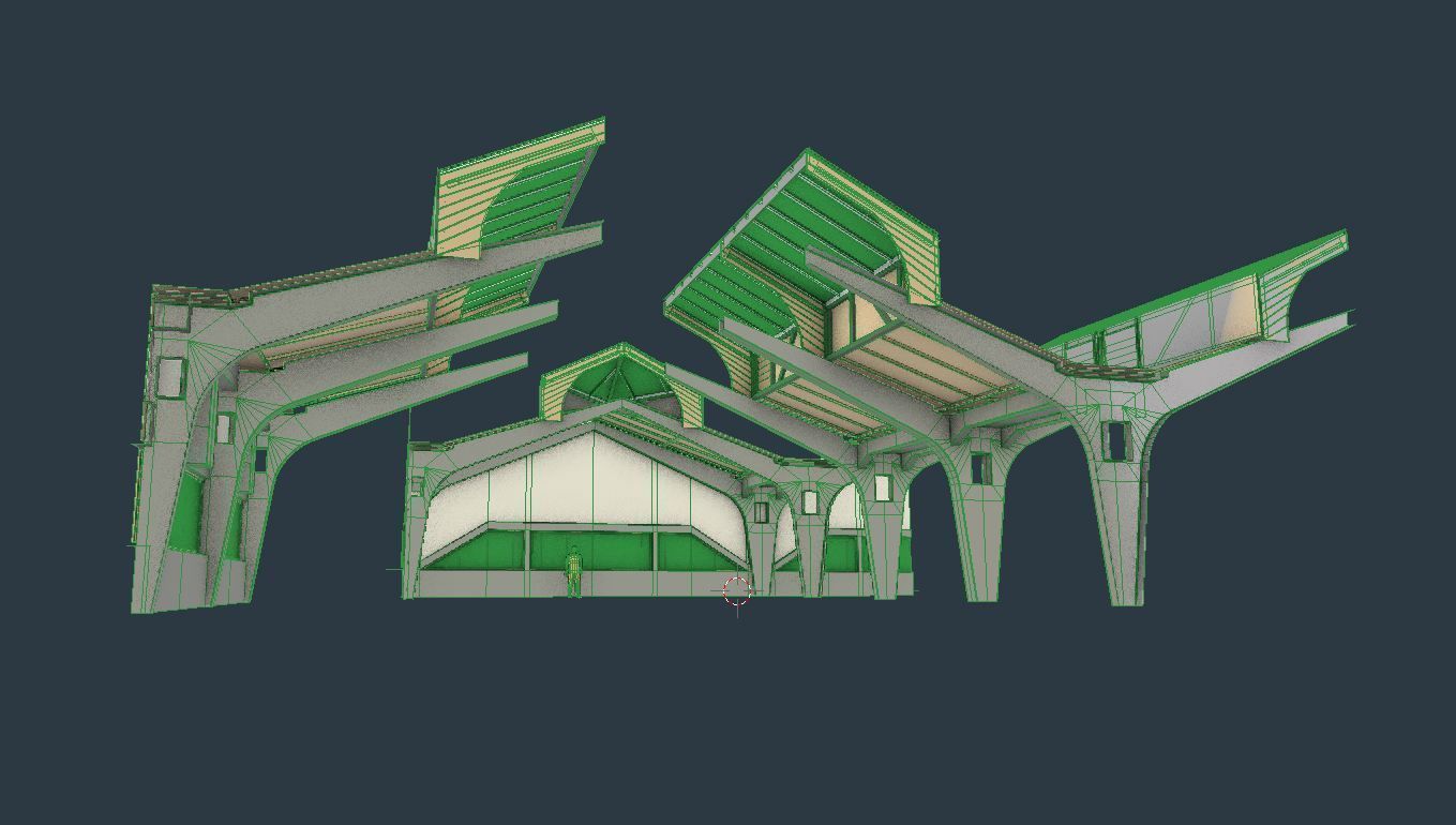 Factory Hall Interior Low-poly 3D model_12