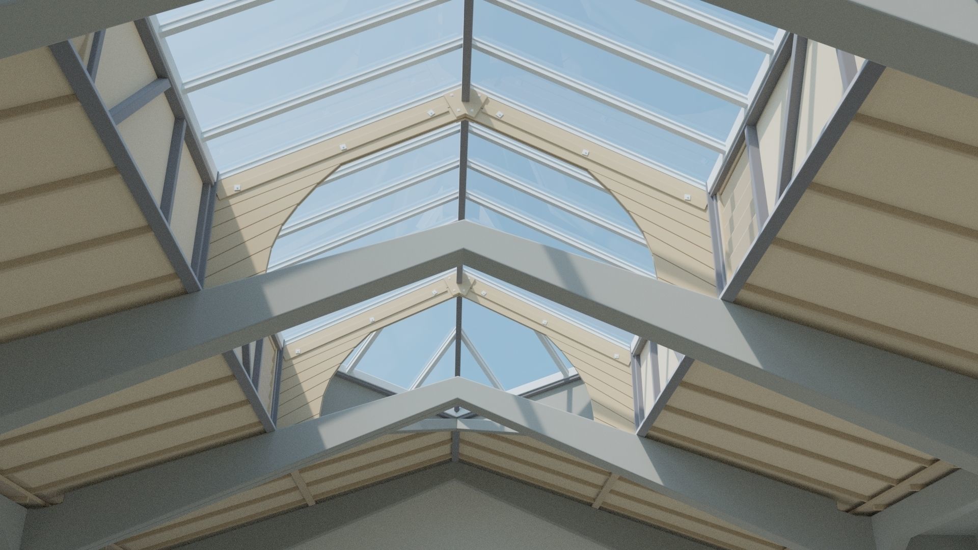 Factory Hall Interior Low-poly 3D model_1