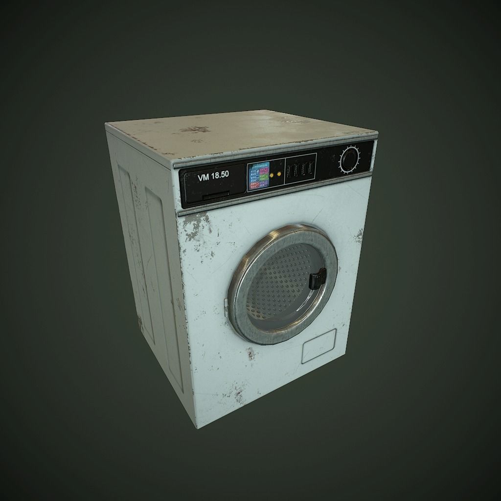 Old Washing Machine pbr Low-poly 3D model_0