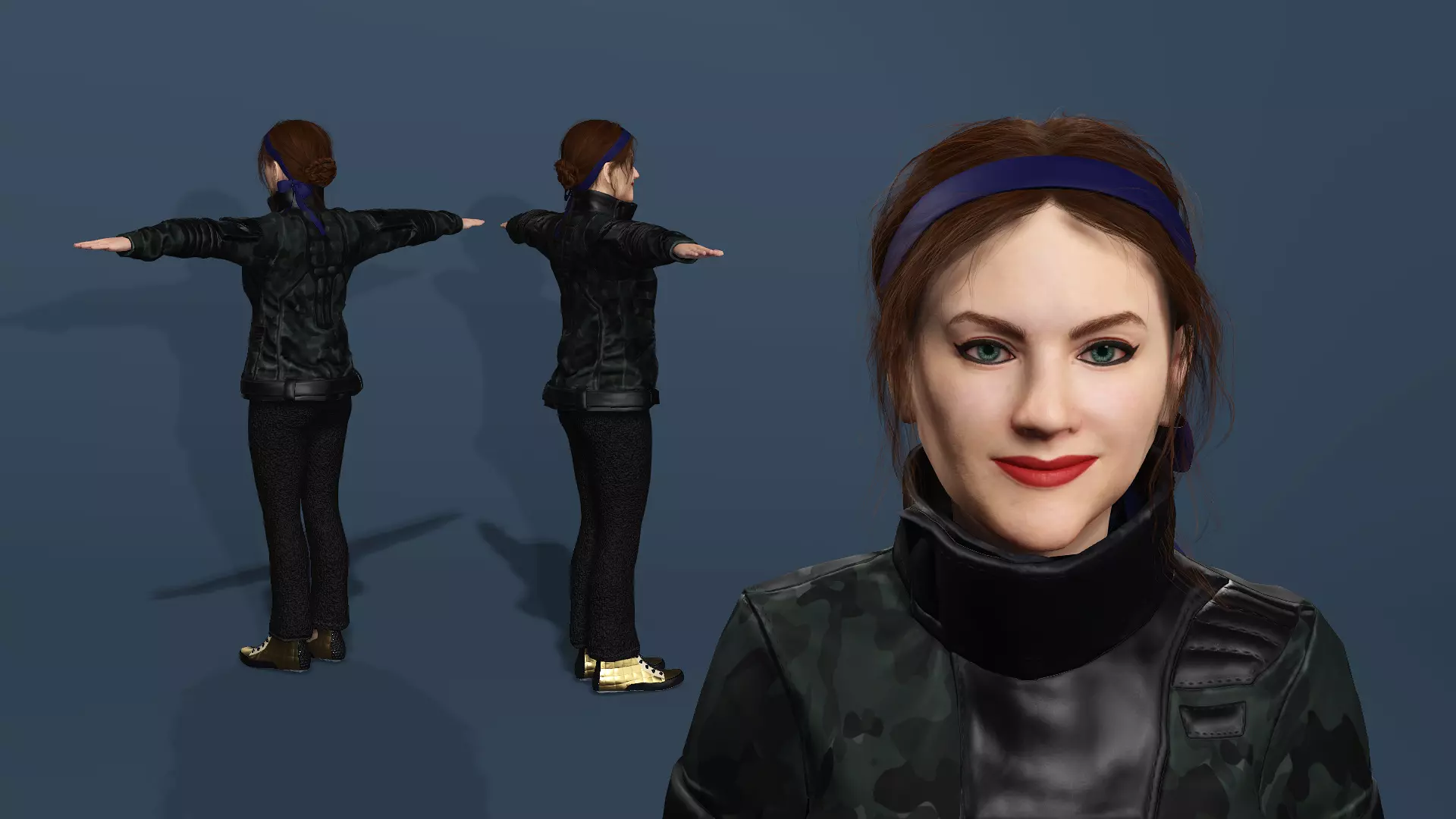 Modern Female3D CharacterFull Body Rigged with Expressions Low-poly 3D model