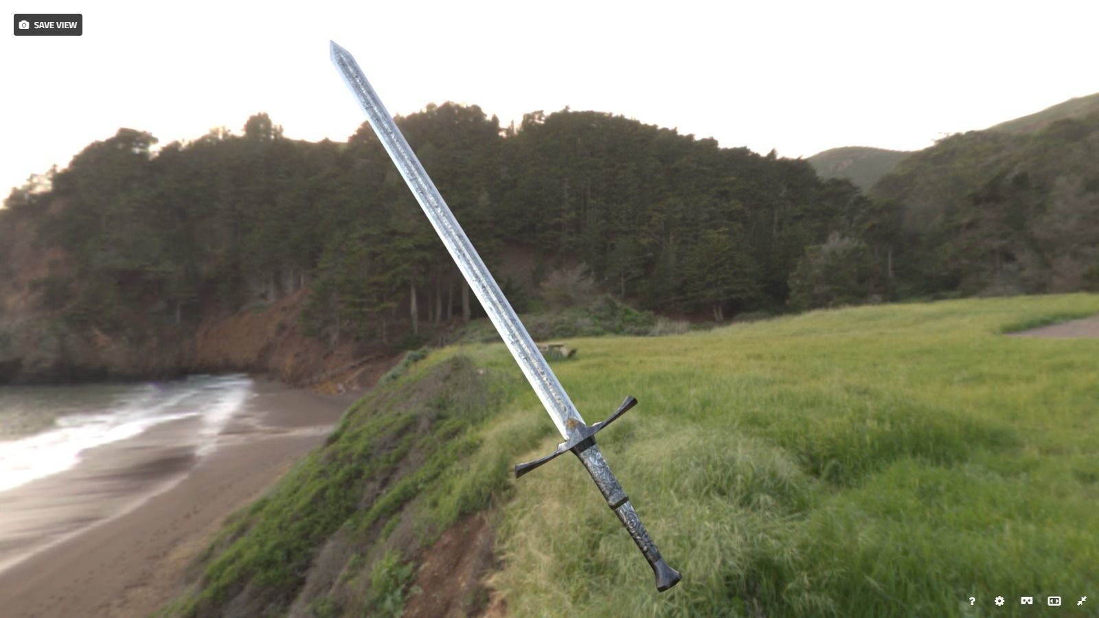 Knights sword Low-poly 3D model_1