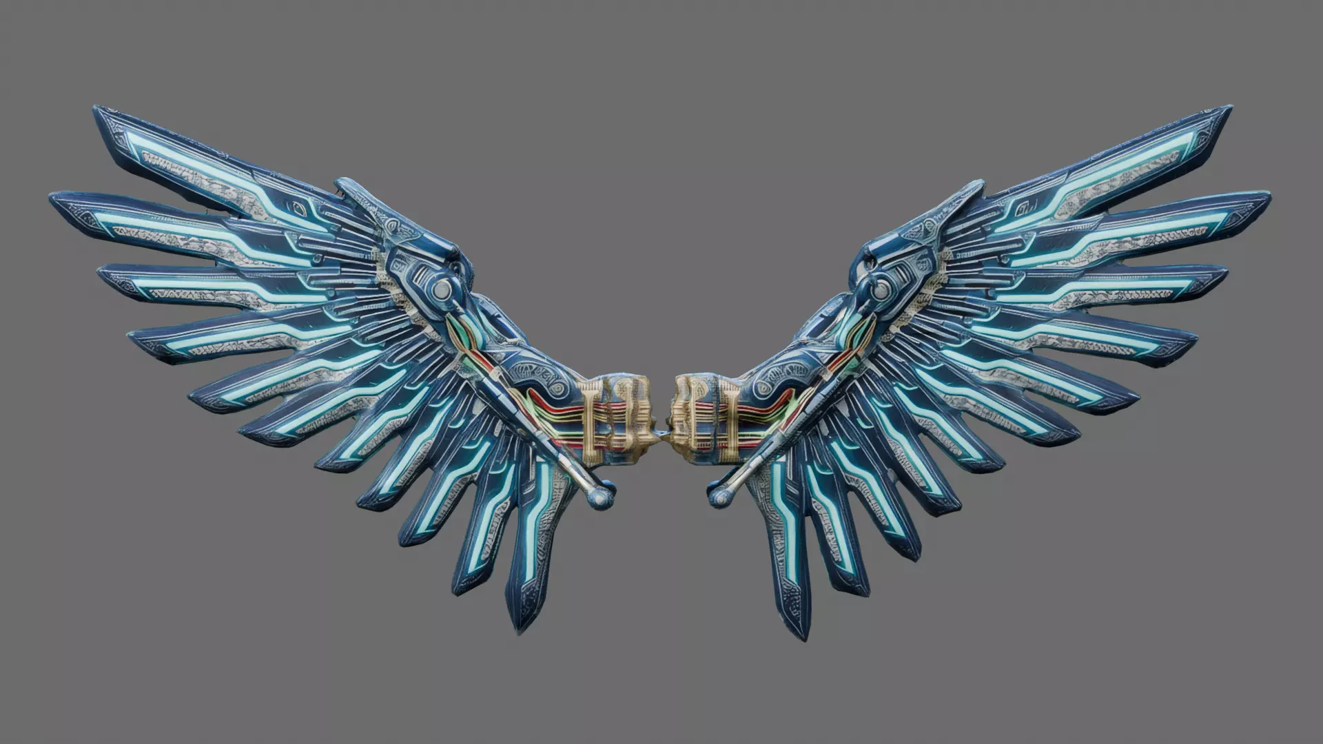Sci-Fi Neon Circuit Wings 3D Model Low-poly 3D model