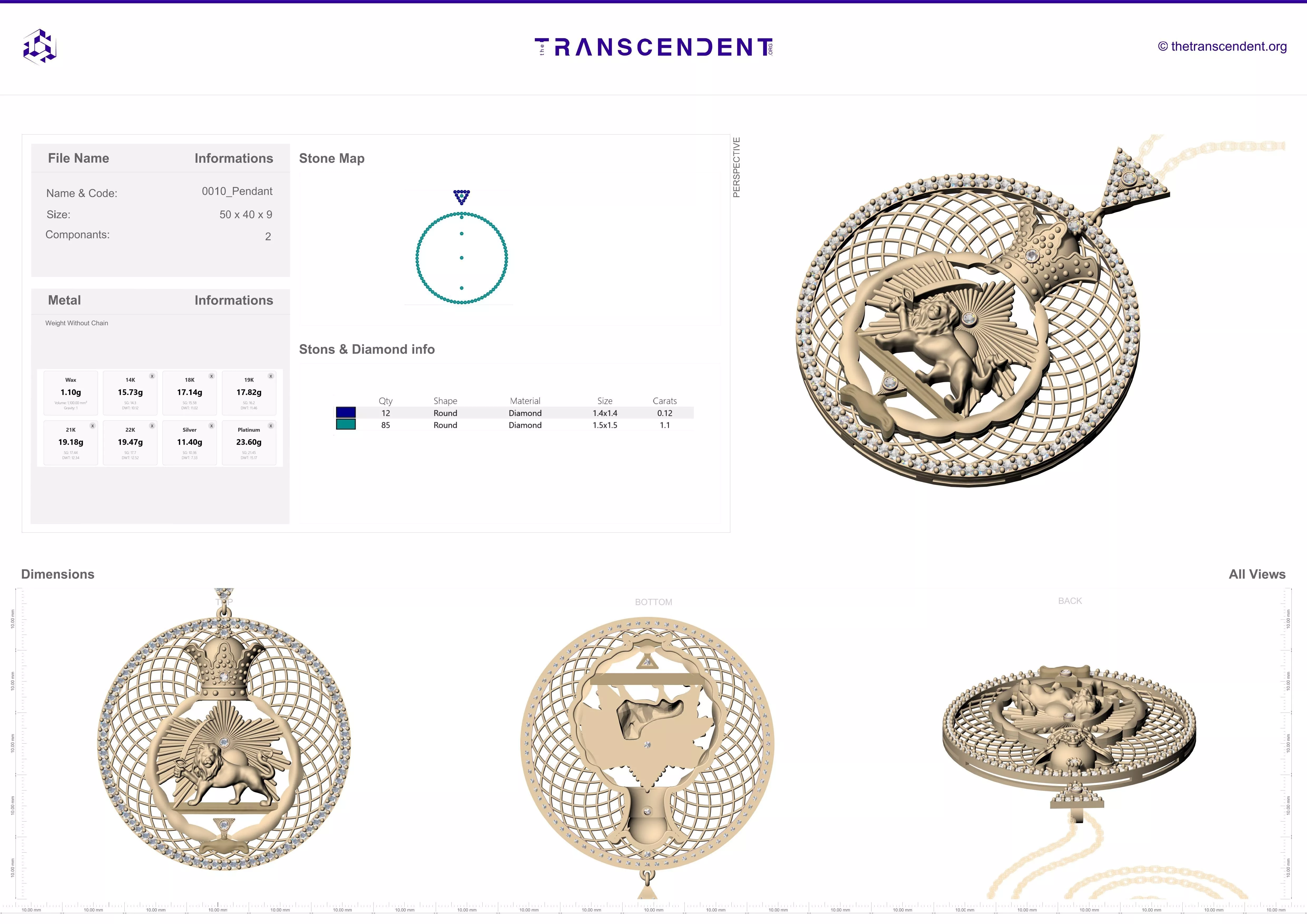 0010-Pendant The Lion of Majesty Pendant 3D print model