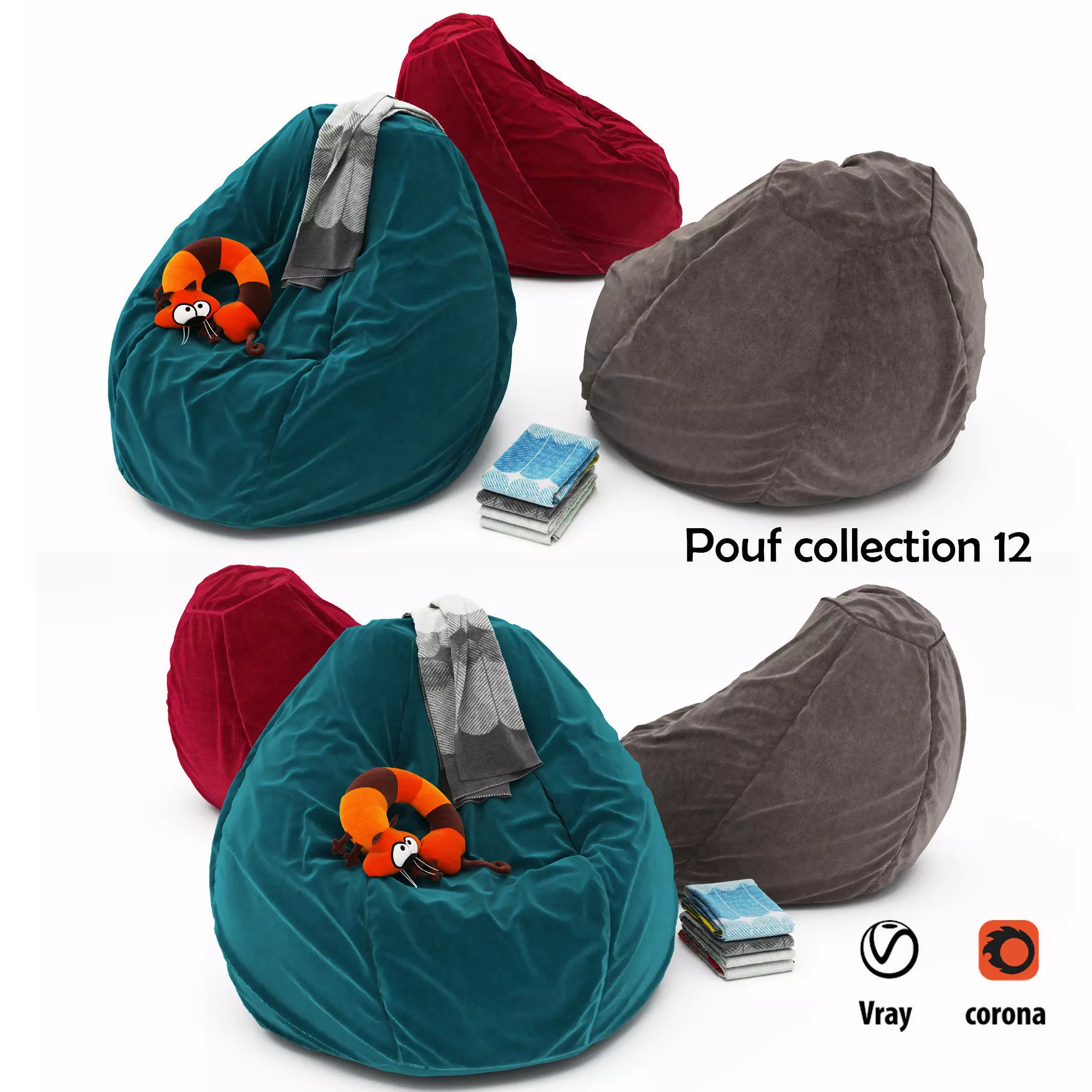 Pouf collection 12 3D model