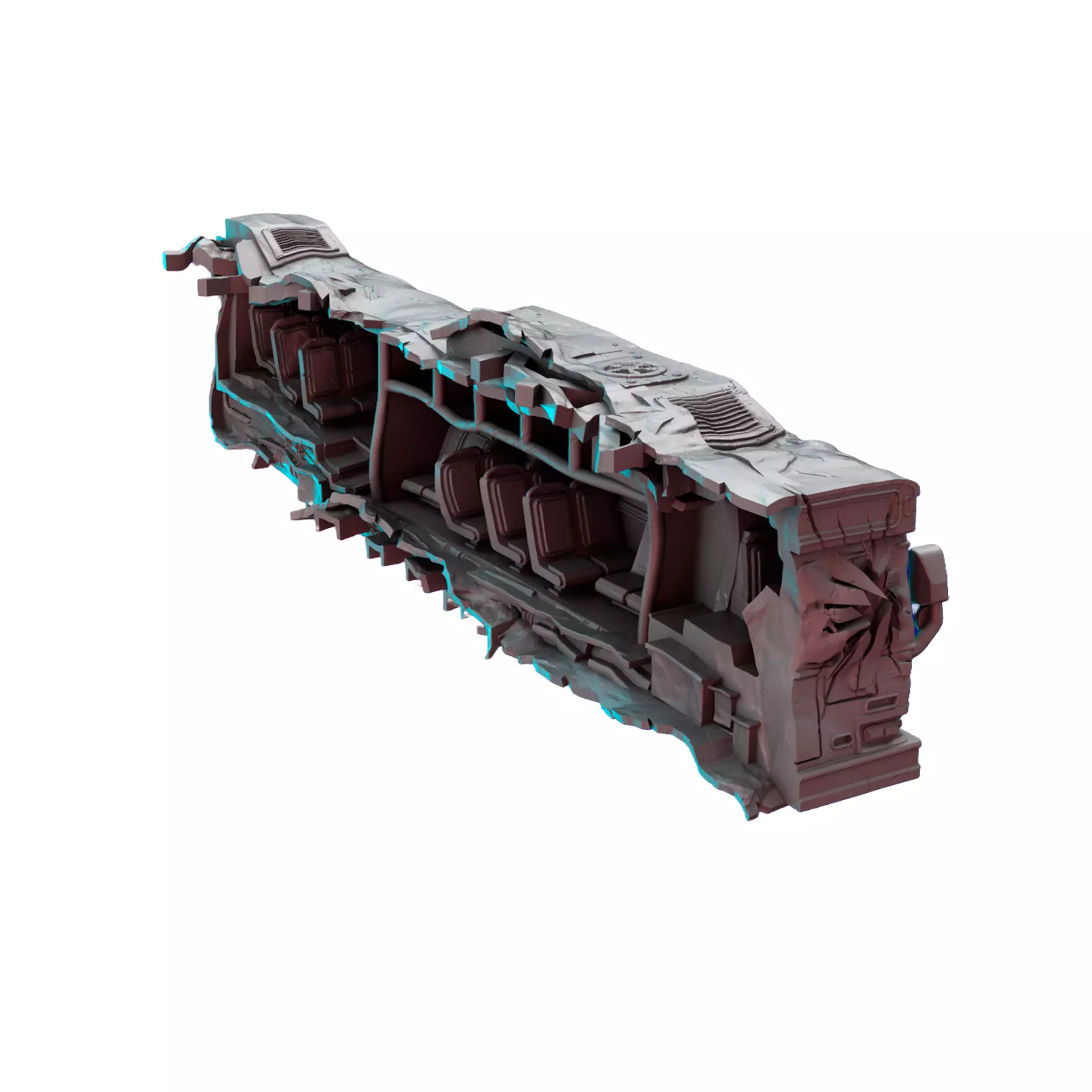 Destroyed Metrobus 3D Print STL Miniature RPG 3D print model