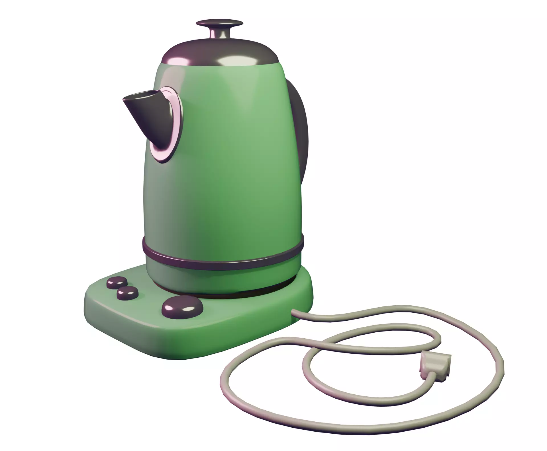 Retro Minty Kettle Low-poly 3D model