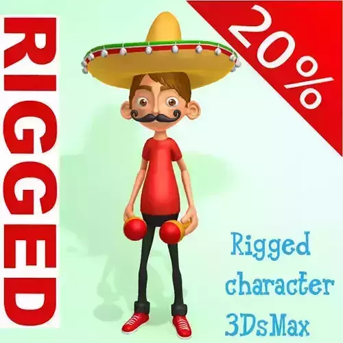 Mexican boy Cartoon Rigged 3D model