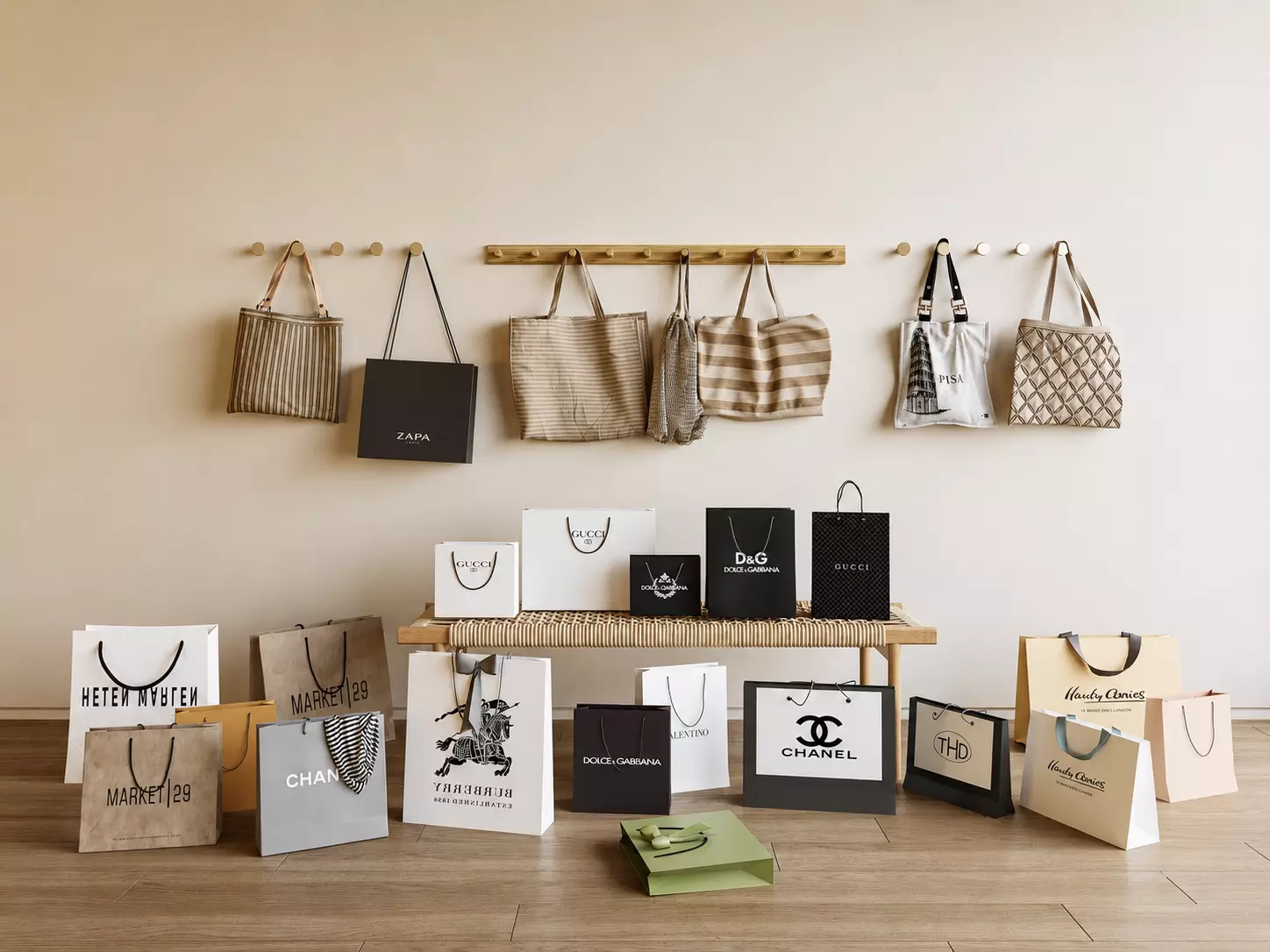 Shopping Bag Collection 3D model