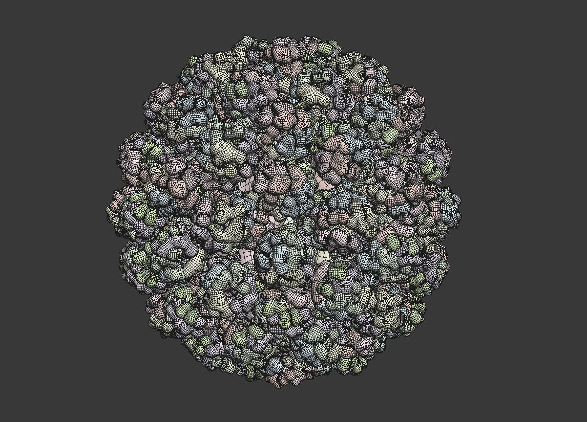 Polyomavirus ball of particles 3D model_4